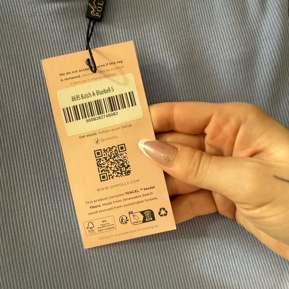 Ribbed Modal Lace-Trim Mini Dress in Bluebell oh Polly - Picture 4 of 8